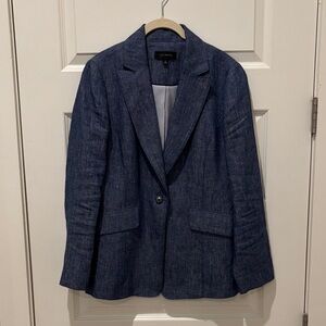 Talbots Classic Navy Linen Material Blazer